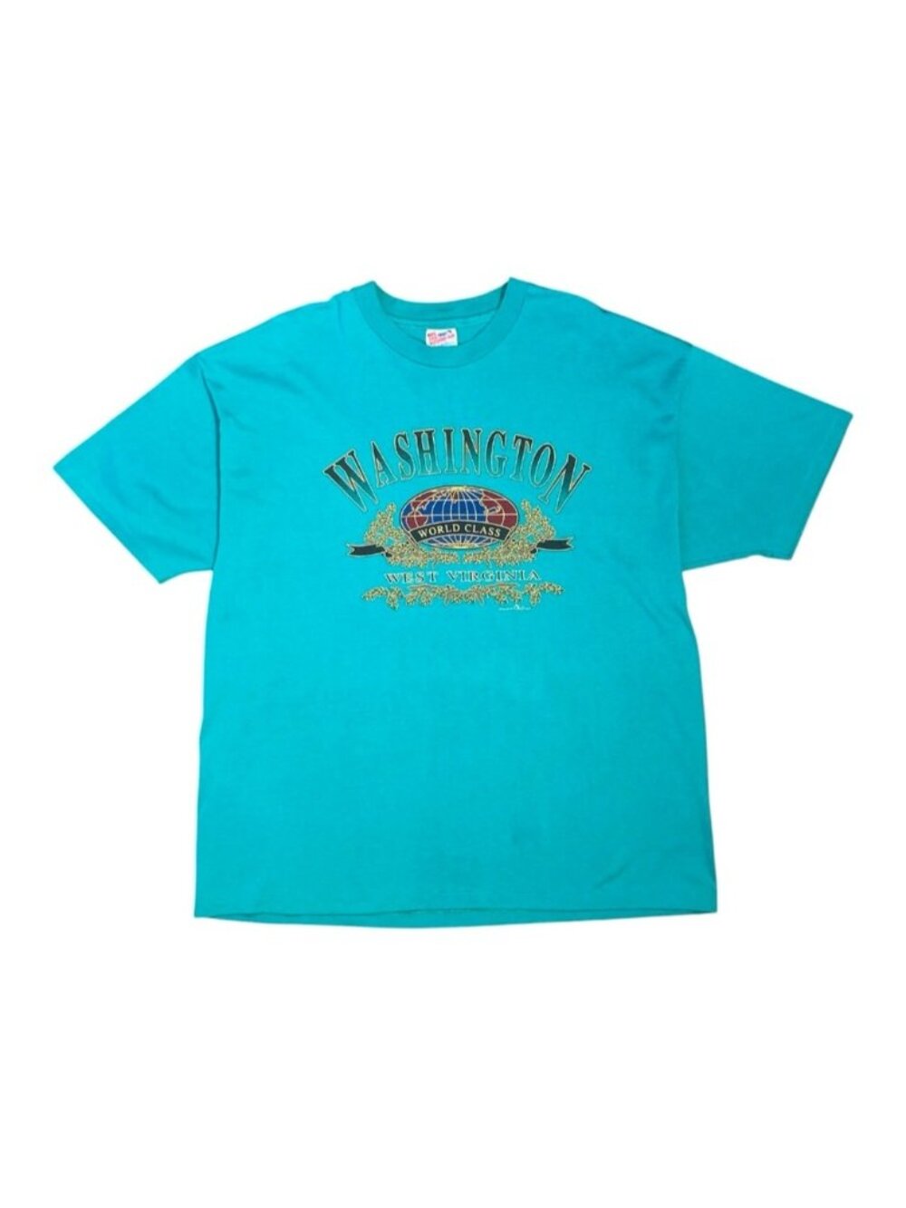 Vintage 1994 Hanes Single-Stitch Tee Men's XXL Turquoise Made in USA